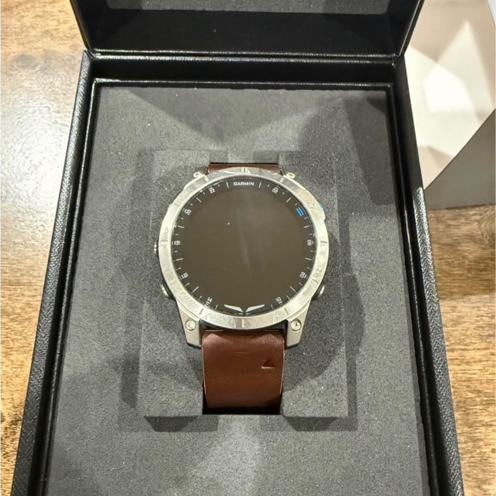 Garmin D2 Mach 1 Smart Watch with Silver Bezel with Brown Leather